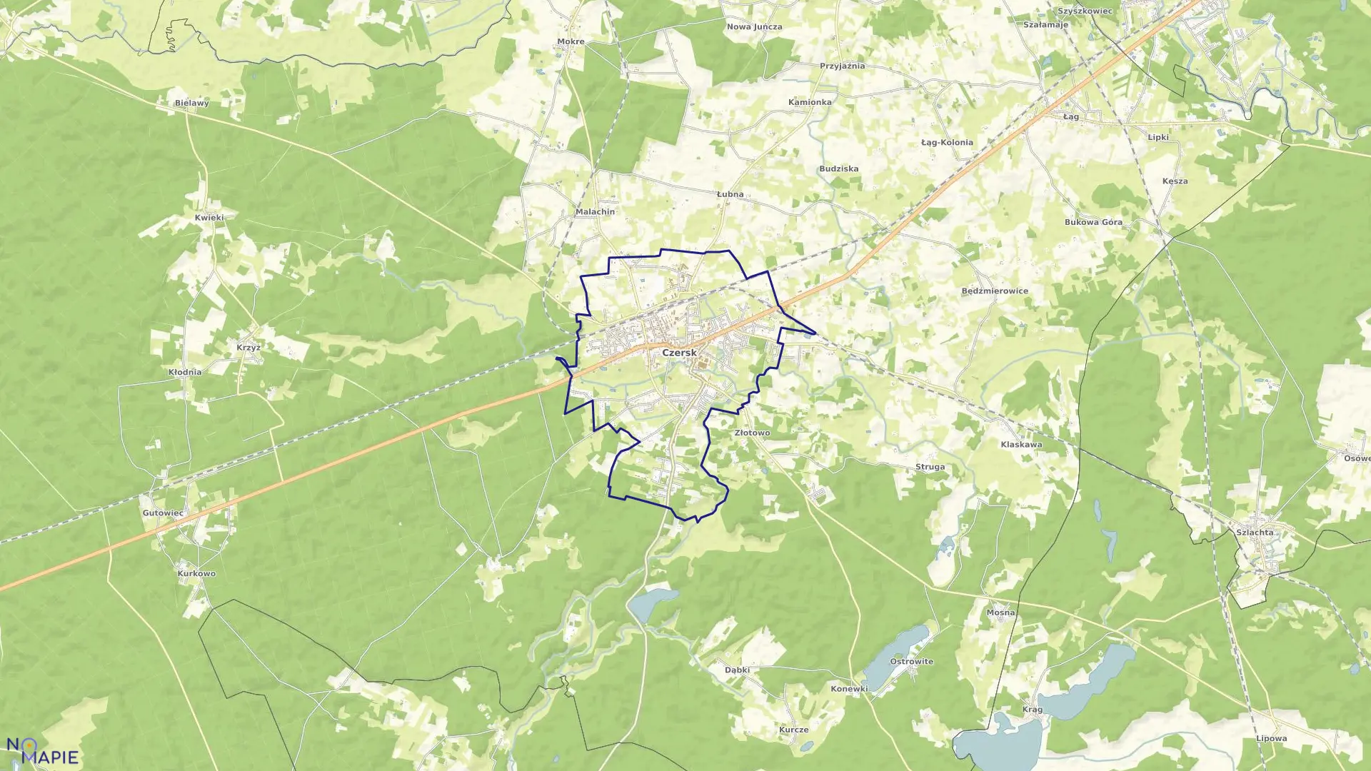 Mapa obrębu Czersk w gminie Czersk