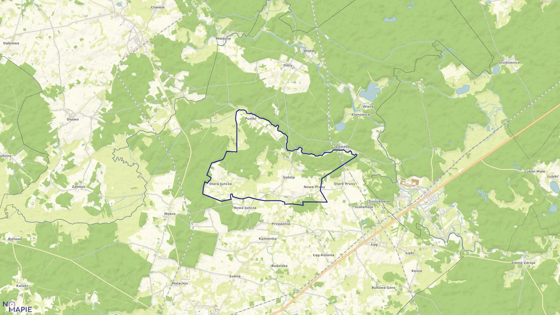 Mapa obrębu Gotelp w gminie Czersk