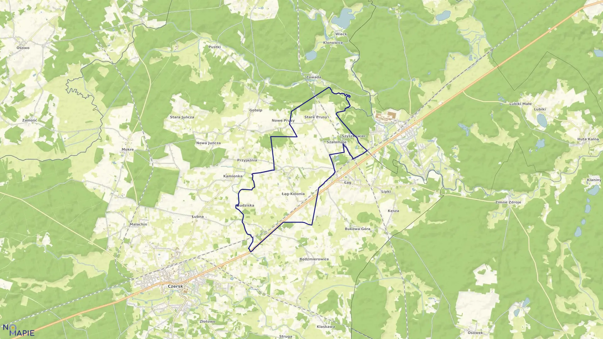 Mapa obrębu Łąg Kolonia w gminie Czersk