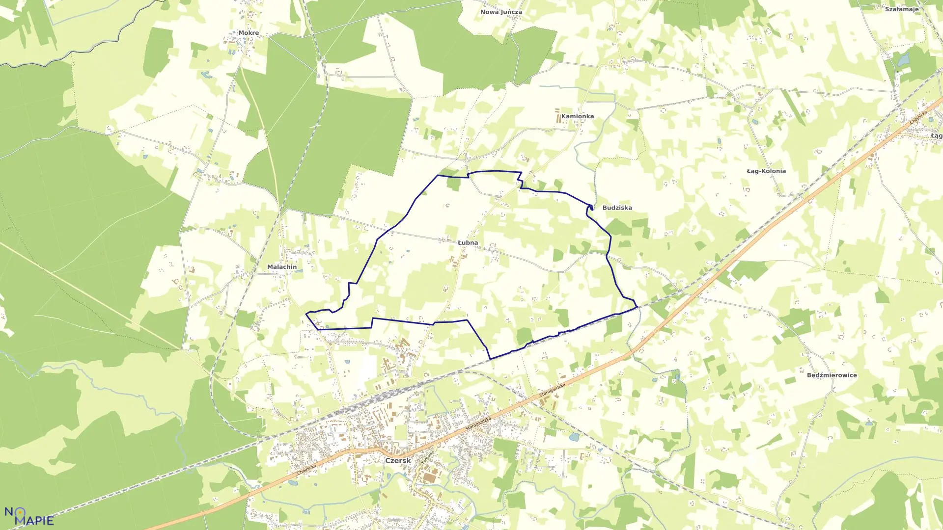 Mapa obrębu Łubna w gminie Czersk