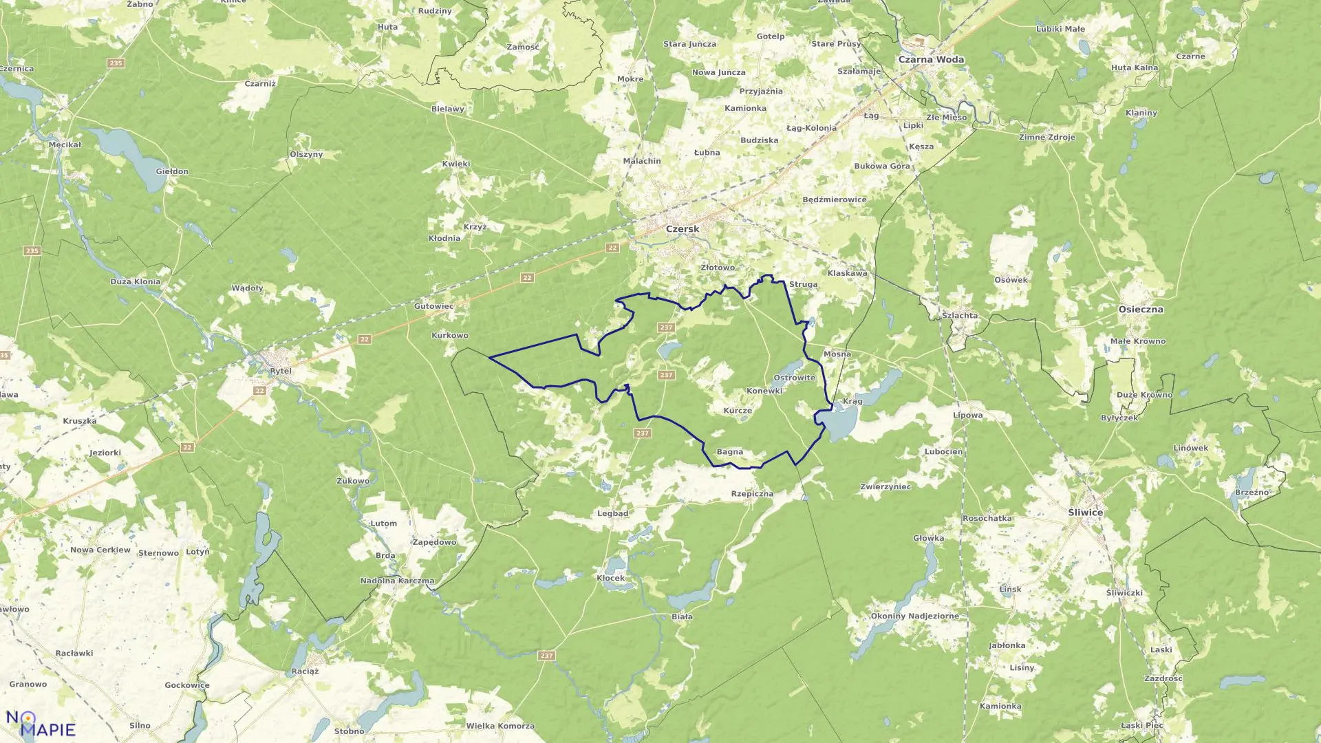 Mapa obrębu Ostrowite gm.Czersk w gminie Czersk