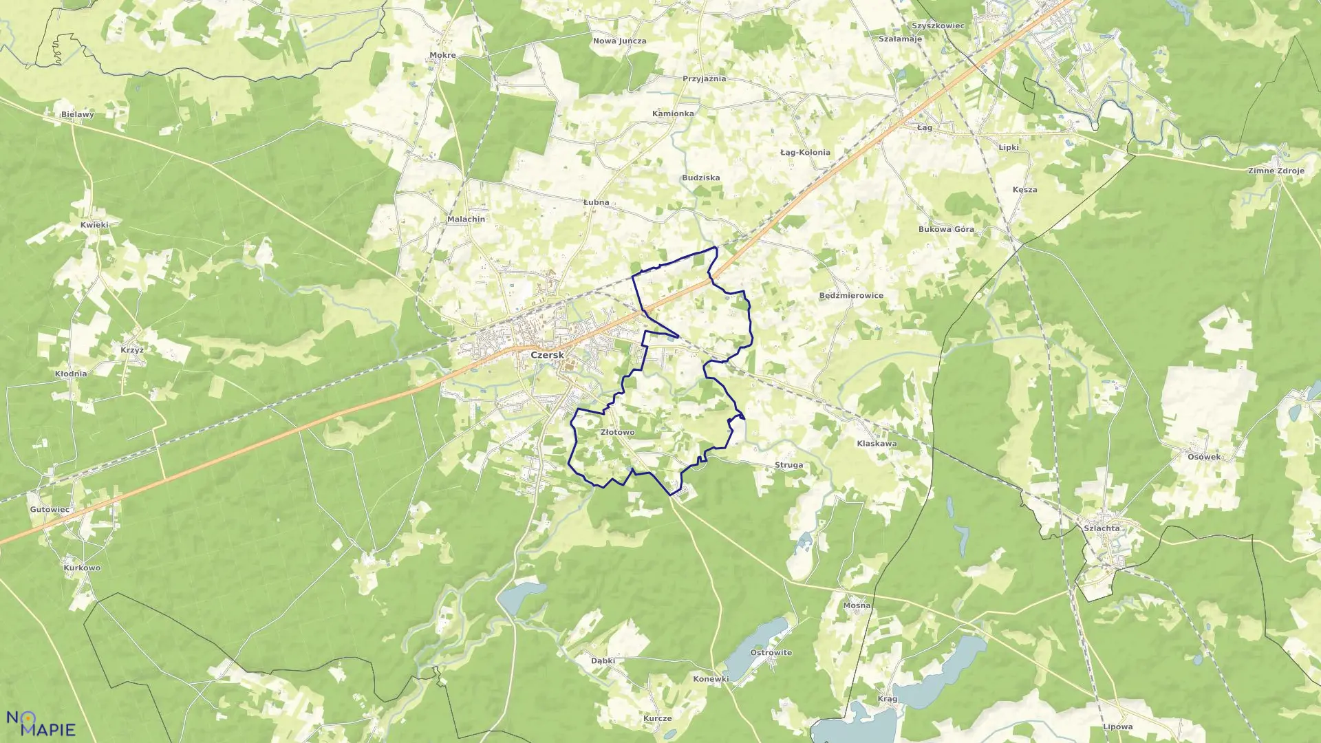 Mapa obrębu Złotowo w gminie Czersk